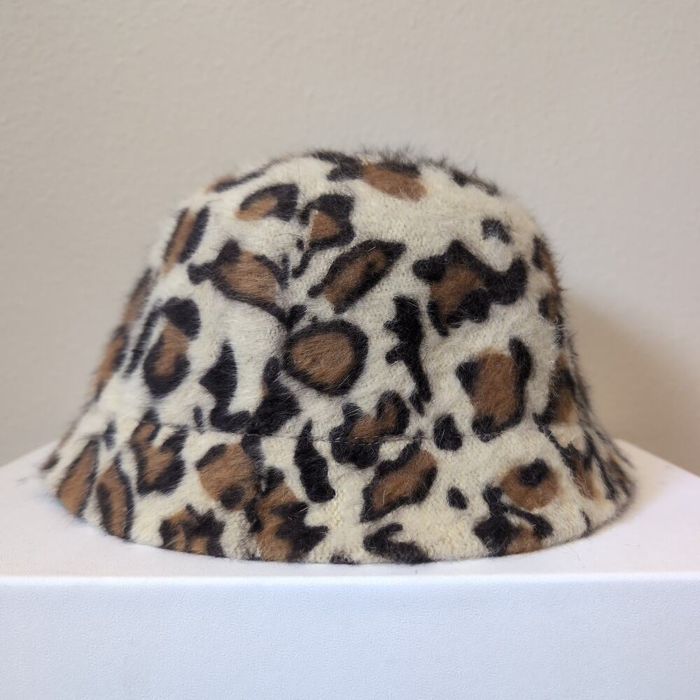 Leopard Print Angora Vintage Bucket Hat